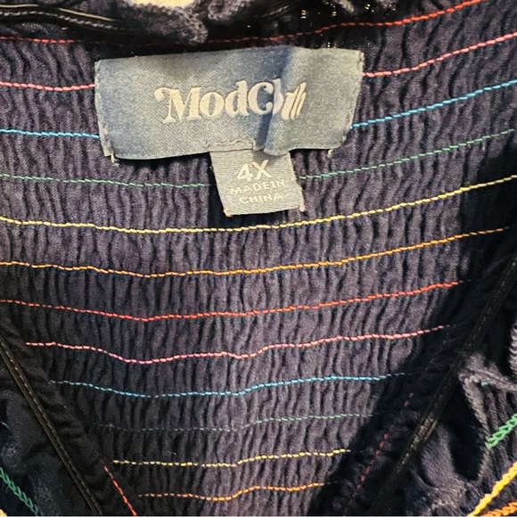 Modcloth Plus Size Rainbow Stripe Smocked Ruffle Tank Size 4X - Picture 4 of 5